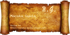Macska Gyula névjegykártya